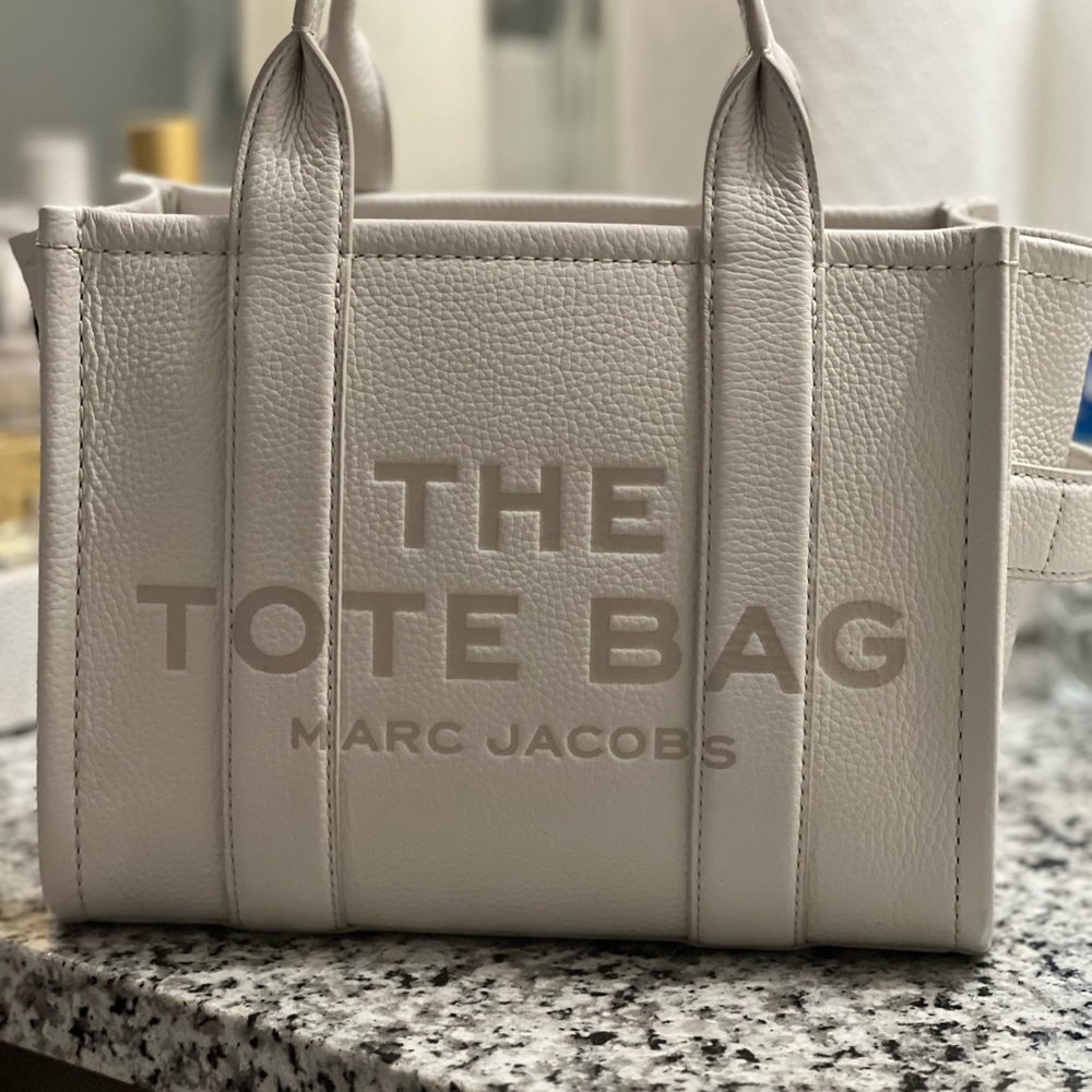 White Marc Jacobs small leather tote bag